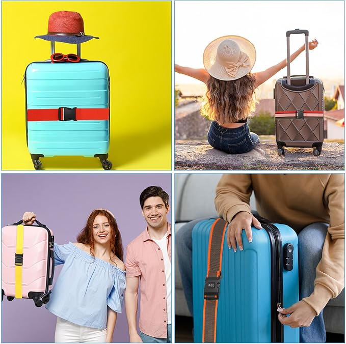 PATIKIL Luggage Straps, Suitcase Straps Adjustable Luggage Belts Strap with Combination Lock for Luggage Suitcases Travel, Dark Blue