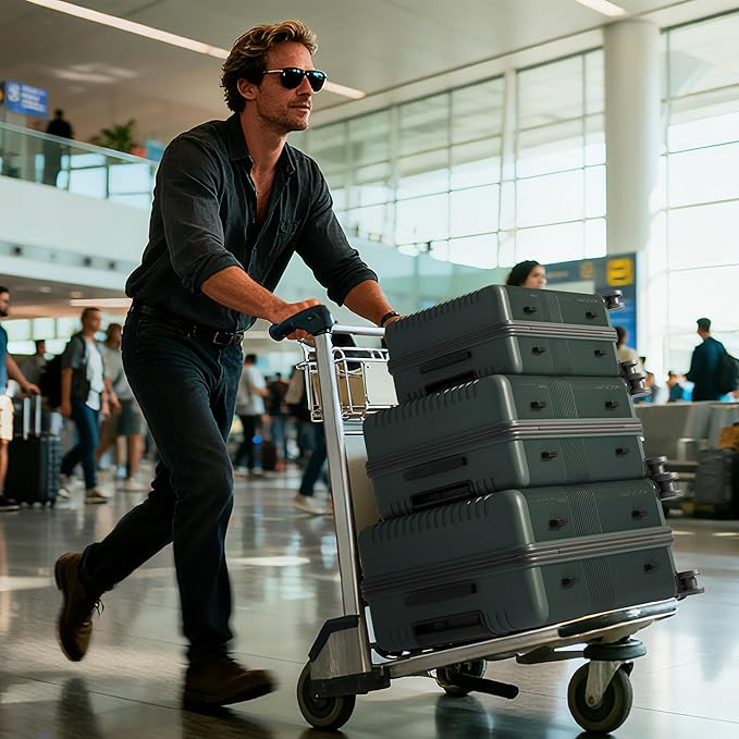 Karl home Hardshell Carry On Luggage with Spinner Wheels, Lightweight PP Hardside Small Suitcase with Built-in Lock & Smooth Zipper, 22 Inch Airline Approved, Dark Green