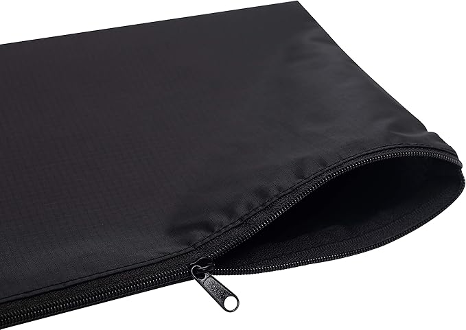 Black Nylon Zipper Organizer Pouch (9.5 x 6.5 Inch - Set of 3) for Travel Toiletries Cosmetics Cables Pens Office Supplies