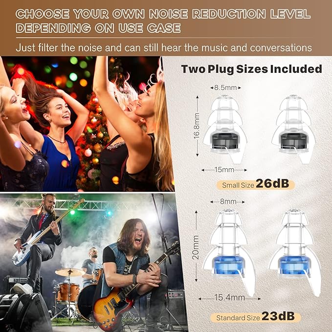 Hearprotek Concert Ear Plugs, 2Pairs Reusable high Fidelity Musician Ear Plugs for Concerts Loud Music-Noise Reduction Ear Protection earplugs for Rave,Festival,Music,Tinnitus Relief