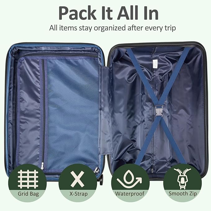 Carry on 20inch Luggage with Spinner Wheels, Lightweight PC+ABS Hard Shell Suitcases, Expandbale Storage & TSA Aprovel Lock