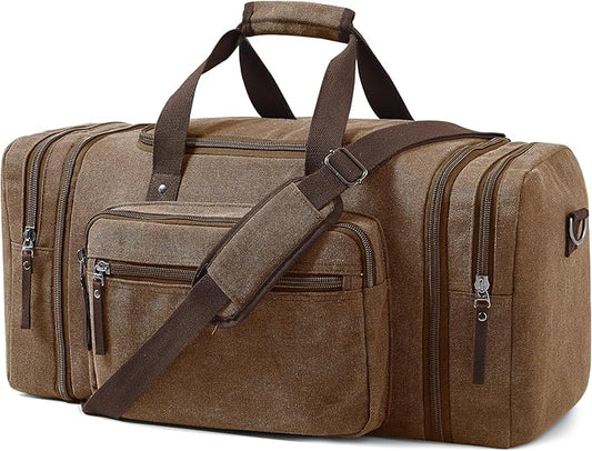Canvas Expandable Duffle Bag for Men Traveling, Luggage Travel Bag Weekender Overnight Bag,Mens Gym Carry on Duffel Bags