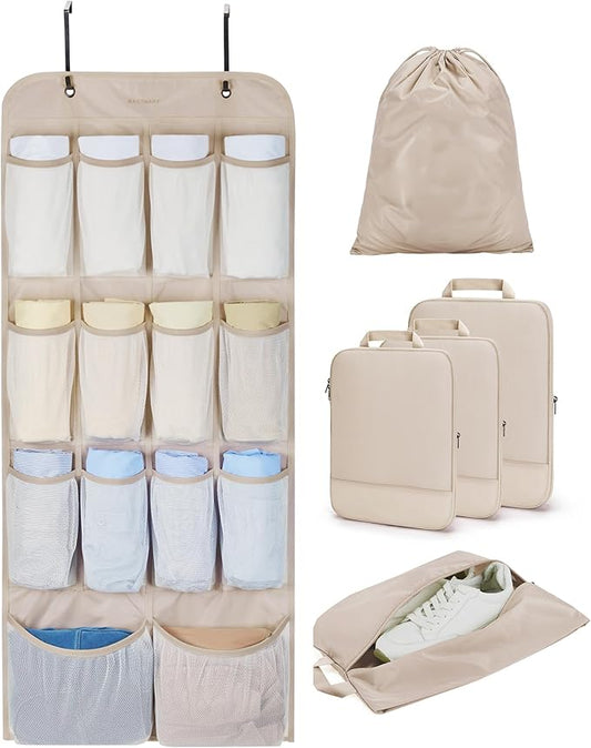 BAGSMART Hanging Compression Packing Cubes for Closet Organizers And Storage, 6 Set Suitcase Organizer Bags Set, Cruise Travel Essentials for Women | Hanging, Compression, Packing Cubes, for Women