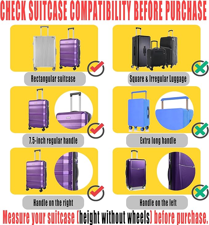 Suitcase Covers for Luggage – TSA Approved Clear PVC Luggage Protector Cover, Thick Transparent Waterproof Sleeve with Large Hook and Loop Closure, Fits 28" Wheeled Suitcases