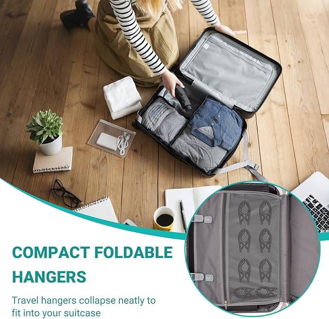 10 pcs Travel Hangers Foldable，Folding for Travtravel Hangerscruise Essentials ， Upgraded Folding Travel， Foldable for Suitcaseeling Travel Hangers (Black)