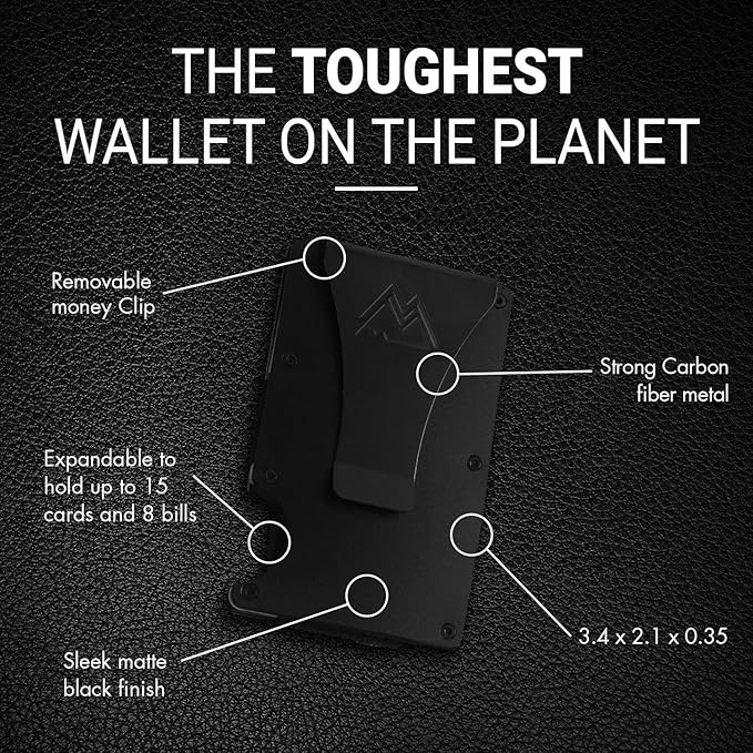 Mountain Voyage Co Minimalist Wallet for Men - Slim RFID I Scratch Resistant, Matte Black Credit Card Holder & Money Clip, Easily Removable Money & Cards, Mens Wallets