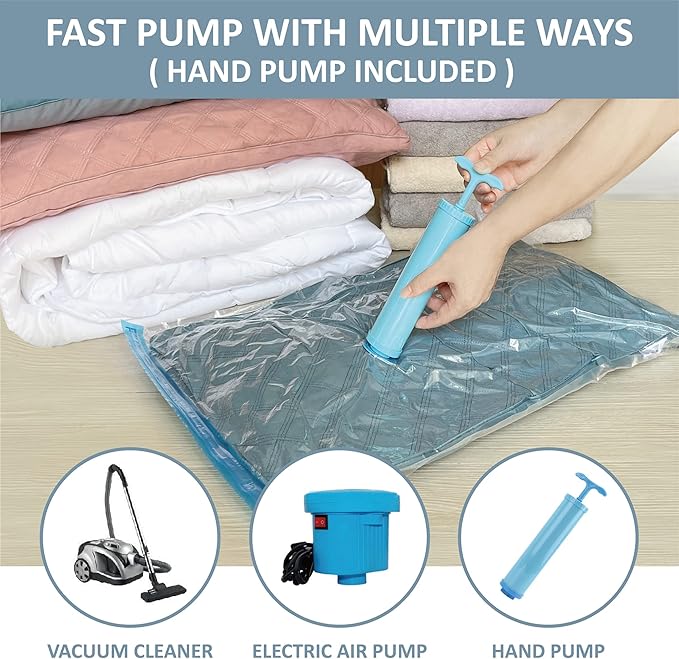 Vacuum Storage Bags, Vacuum Seal Space Saver Bags for Clothing, Travel Lugggage,Carry-on, Blankets, Comforters, Pilow, Bedding, 10 Large