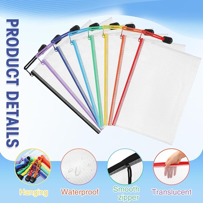 Jetec 32 Pcs Mesh Zipper Bags Toy Storage Bikini Organizer Bag Bolsas Para Guardar Trajes De Bano Waterproof Zipper Reusable Pouch Puzzle Multipurpose for Storage Office(Sweet Color,9 x 7 Inch)