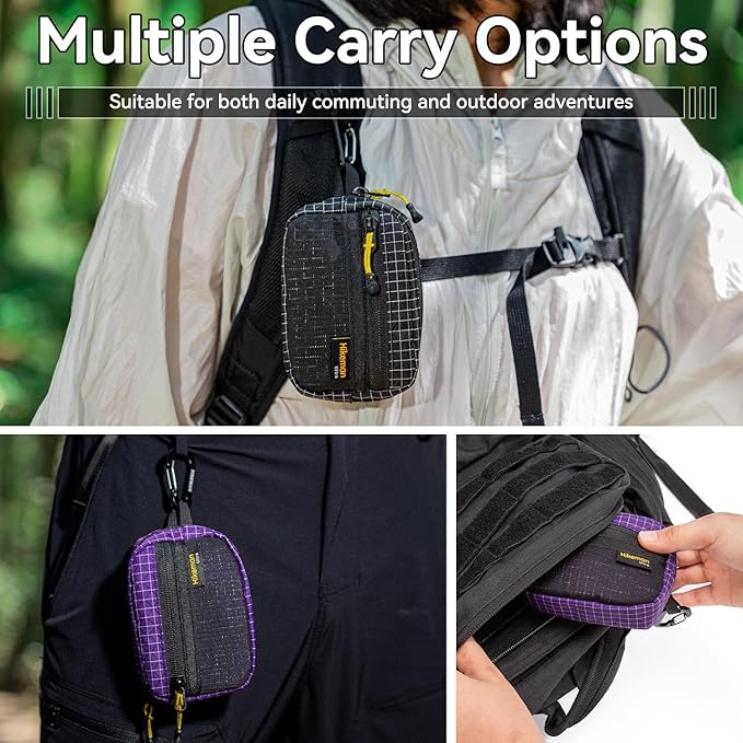 HIKEMAN EDC Multi-Purpose Pouch, Utility Tool Bag for Men, Lightweight Small Tactical Pocket, Portable Nylon Molle Compatible Military Utility Pouch for Everyday Carry, Outdoor Camping