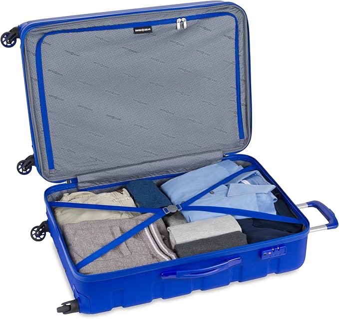 SwissGear 7366 Signature Hardside Expandable Luggage with Spinner Wheels, TSA Lock, Cobalt, Checked-Large 27-Inch