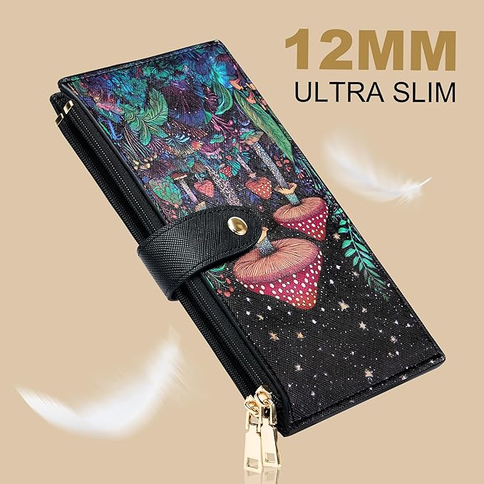 Travelambo RFID Wallet Women Large Size Bifold Multi Card Wallet Case with Zipper Pocke Credit Card Holder for Women