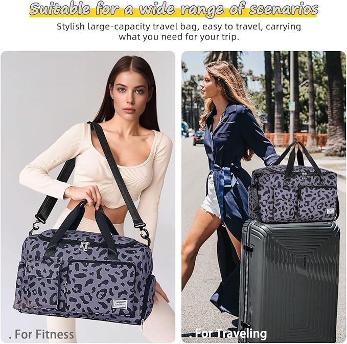 FIORETTO Women's Gym Duffle Bag with Shoes Compartment, 30L Capacity, Ideal for Travel, Gym, Sports, Duffel, Weekender