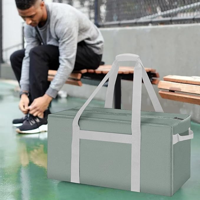 24 Inch Sports Duffel Travel Bag, Sturdy & Water Resistant Duffle Bag, Durable Equipment Storage Bag for Camping Tent Moving (Grey)