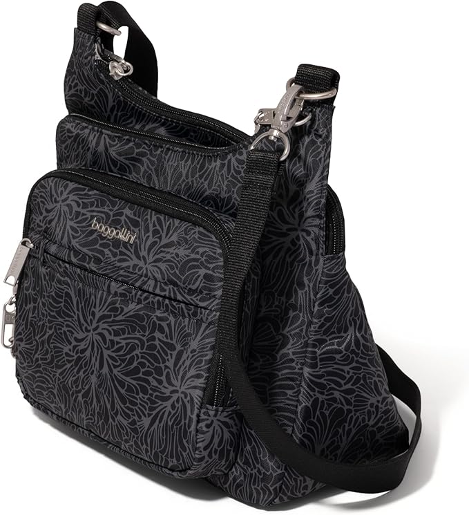 Baggallini Securtex Anti-theft Crossover Crossbody Bag 11”w X 8.5”h, Rfid, Built-in Wallet, Locking Zippers