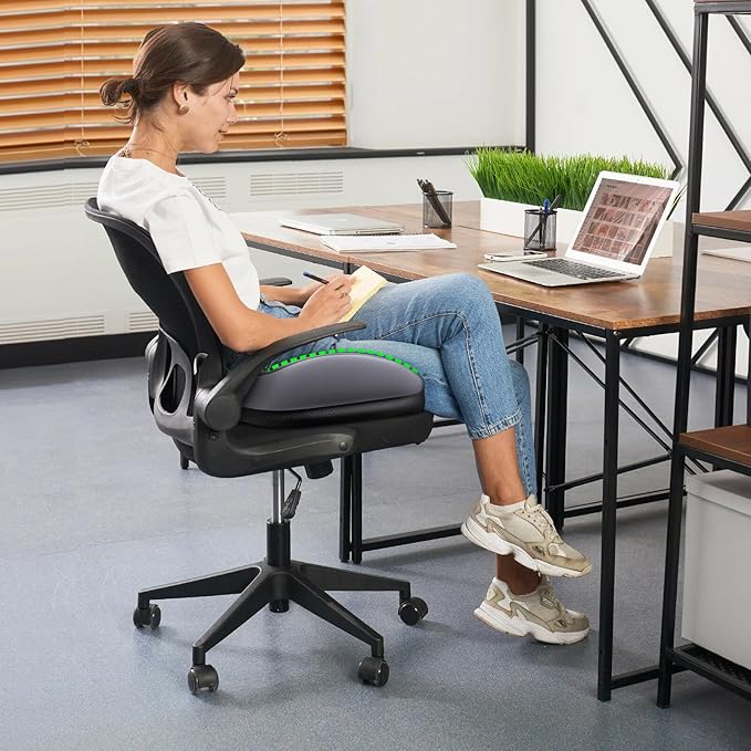 Benazcap Large Seat Cushion for Office Chair Memory Foam Coccyx Pain Relief Cushion Pillow for Back Support Non-Slip Seat Pad for Office Desk, Car Seat, Wheelchair, Sciatica