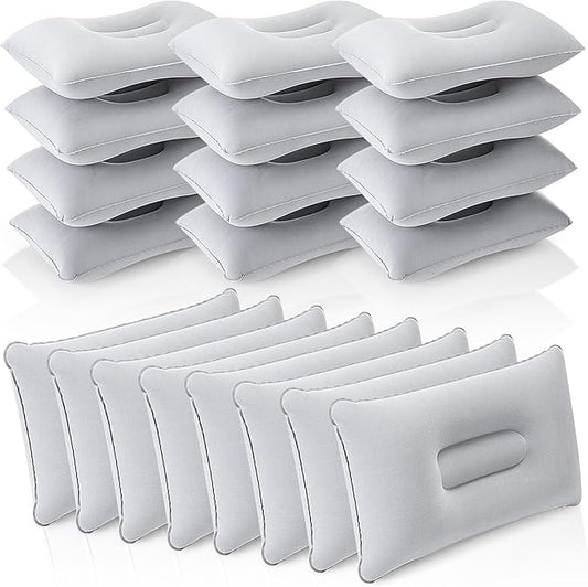 Geelin 20 Pack Inflatable Pillows for Camping Travel Beach Vacation Sand Squared Flocked Soft Fabric Backpacking Ultralight Pillows for Office Sleeping Neck Head Lumbar Support(Gray)