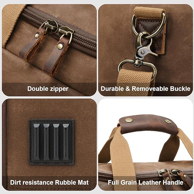 Waxed Canvas Duffel Bag 50L Waterproof Duffle Bag Travel Overnight Weekender Bag