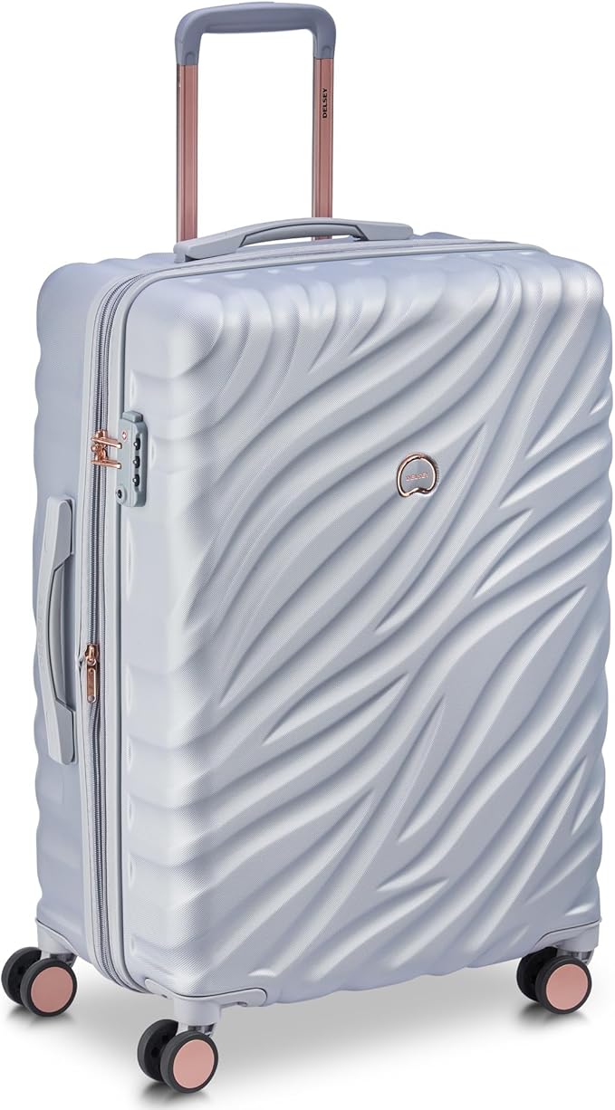 DELSEY PARIS Alexis Durable Luggage, Expandable Lightweight 4-Wheel Spinner, Easy Grip Handles for Smooth Mobility, TSA-Lock Incorporated, Men and Women, Platinum/Rose Gold, Check-In 25-Inch
