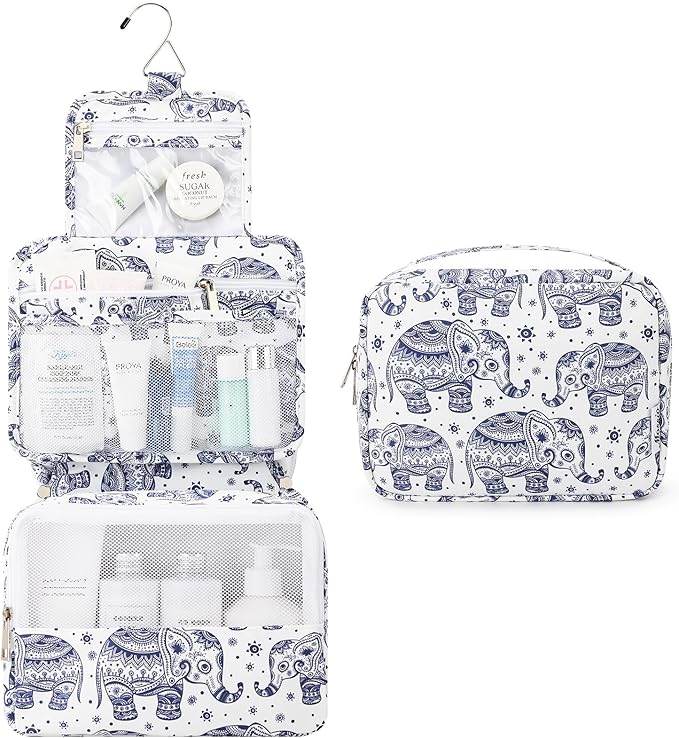Mossio Hanging Toiletry Bag with Sturdy Hook - Large Portable Cosmetic Makeup Travel Organizer for Men & Women