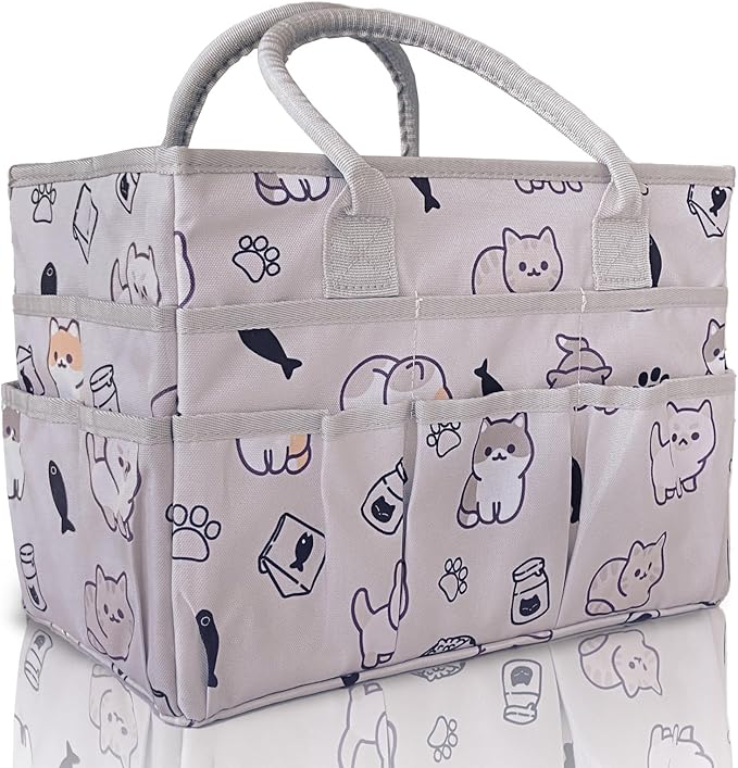 Cupohus Craft Organizer Tote Bag – Art Organizer, Craft Caddy with Multiple Pockets, Large Capacity Supply Storage Bag for Sewing, Knitting, Painting, and Travel (Pet Prints)