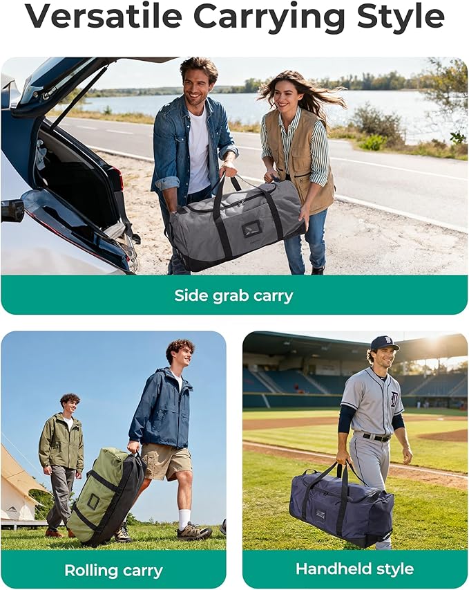 BAGSMART 83L Foldable Travel Bag, Large Duffle Bag for Travel, Weekender Duffel Luggage Bag for Sport College Camping, Water Resistant, Dark Gray
