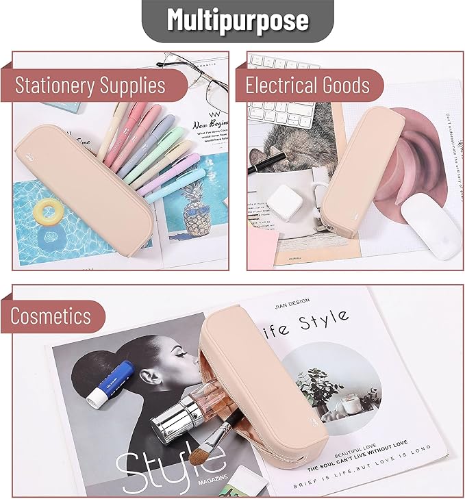 Mr. Pen- Silicone Pencil Case, Malibu Dune Color, Aesthetic Pencil Bag for Women, Makeup Pouch