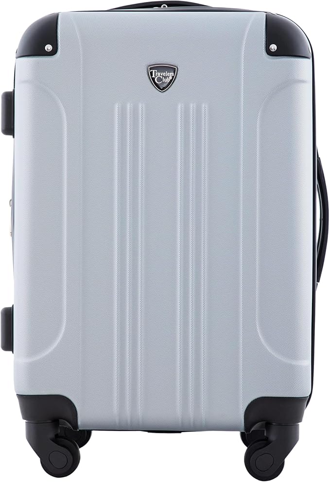 Travelers Club Chicago Hardside Expandable Spinner Luggage, Silver, 22" Carry-On