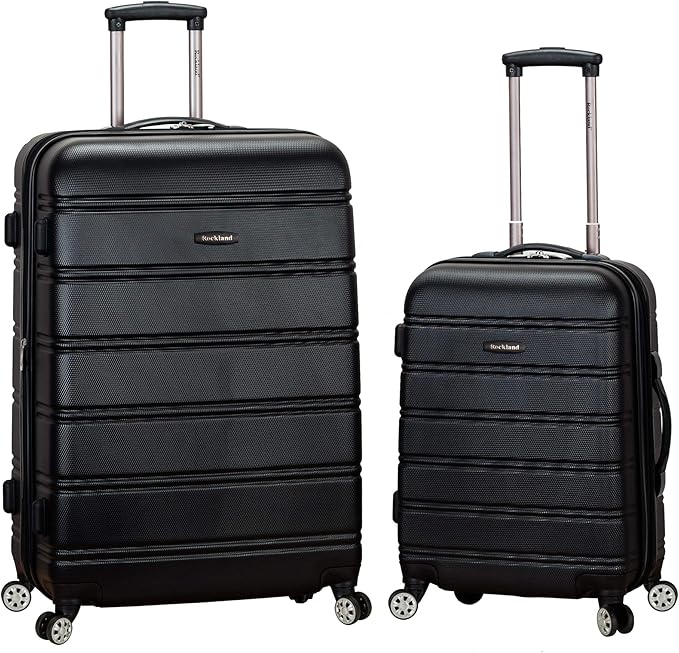 Rockland Melbourne Hardside Expandable Spinner Wheel Luggage, Black, 2 Piece (20"/28")