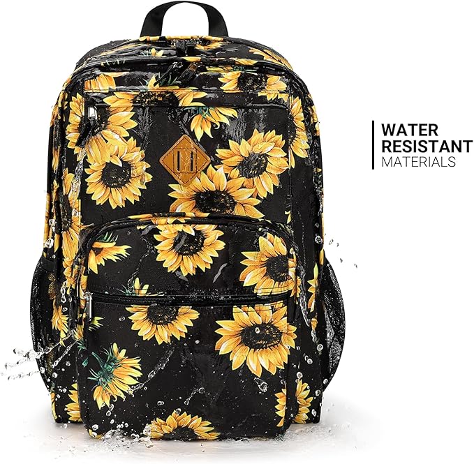 ZORFIN 26L Backpack for College, and Travel: Water Resistant Bookbag - Sunflower