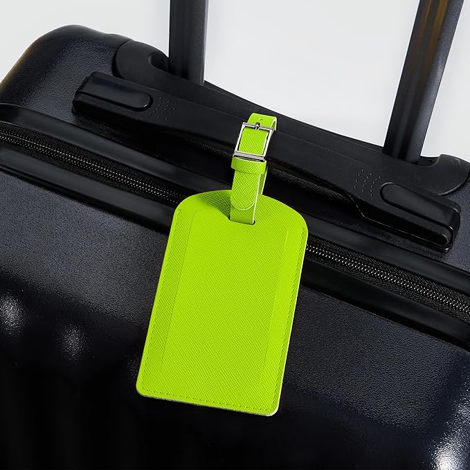3 Pack Luggage Tags for Suitcases, TSA Approved Bag Tags, Baggage Tags with Privacy Protection, Travel Essentials Luggage Accessories, Neon Green