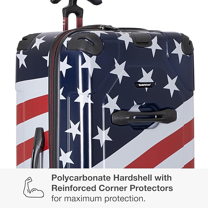 Traveler's Choice Maxporter II Polycarbonate Hardside Trunk with Spinner Wheels, American Flag, 31-Inch Large Trunk