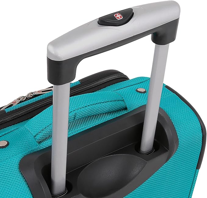 SWISSGEAR Sion Softside Expandable Spinner Luggage Durable Lightweight Travel Suitcase, Teal, Checked-Medium 25-Inch