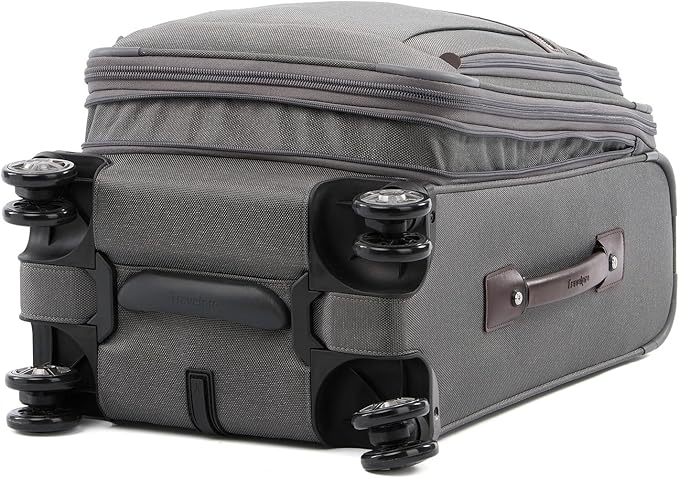 Travelpro Platinum Elite Softside Expandable Carry on Luggage, 8 Wheel Spinner Suitcase, USB Port, Suiter, Men and Women, Vintage Grey, Carry On 21-Inch