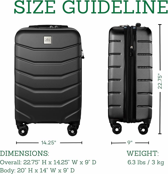 Skyway Luggage Silverton Hardside Collection – Lightweight Durable Suitcases with Wheels, Expandable Luggage for Travel Essentials with TSA Lock, 20-inch Carry-On, 22x14x9, Black