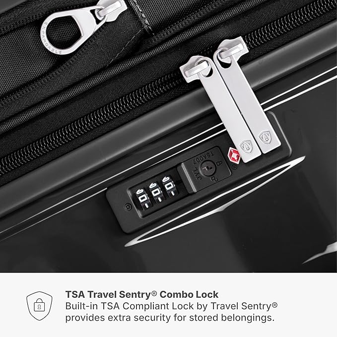 Traveler's Choice Edinburgh II Hardside Spinner Luggage, TSA Lock, Black, 3 Piece Set (21/25/29)