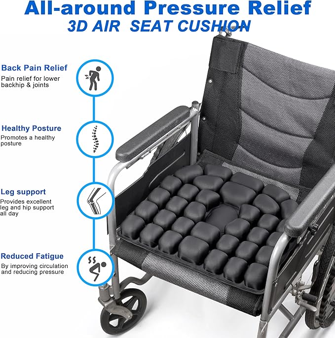 Upgrade Travel Seat Cushion for Airplane,Portable&Adjustable Air Seat Cushion,Coccyx Tailbone Pain Relief Chair Pad,Inflatable Cushion for Wheelchair, Travel,Driving,Office Work