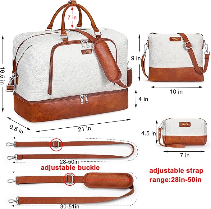 Travel Weekender Bag for Women, 21" Overnight Bag with Shoe Compartment 50L Large Travel Duffel Bag Carry On Tote for Weekend, Overnight, Business Trips, Water Resistant