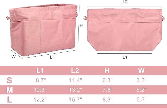 Vercord Handbag Purse Tote Pocketbook Organizer Insert Zipper Closure 11 Pockets 3 Sizes Many Colors
