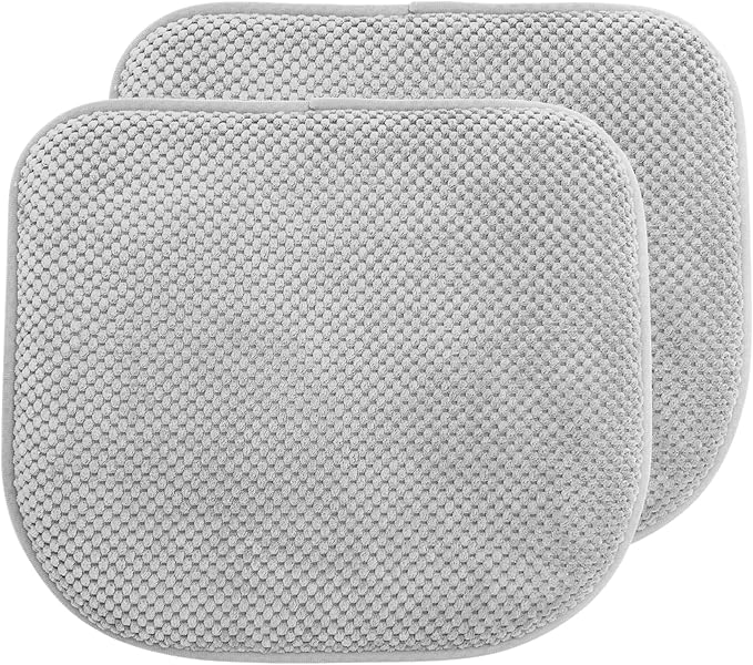 Silver Grey Foam Seat Cushions Kitchen Chairs Pads for Dining Chairs 2 Pack Non Slip Patio Seat Cushions Washable U Shaped Soft Thick Large Metal Wooden Chair Cushions,17" x 15"