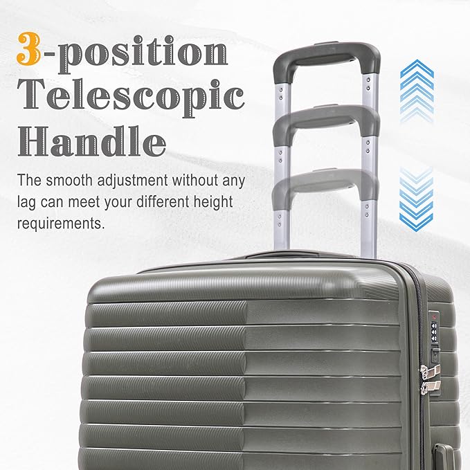 Hardside 4 Luggage Sets, Lightweight Wave Suit Case with Spinner Wheels