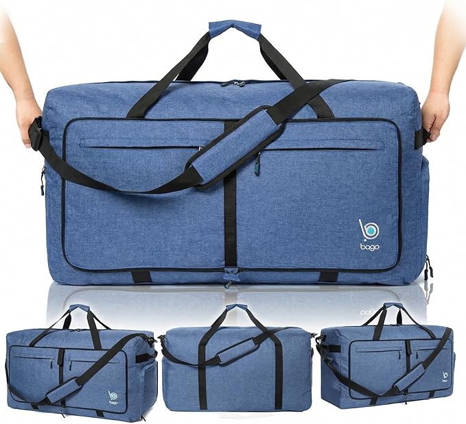 Bago Extra Large Duffle Bag for Travel Women & Men. Durable, Lightweight, Foldable Travel Duffel Bags For Traveling Women. 120L Duffle Bags Use As a Weekender Bag with Shoe Compartment, Checked Duffel