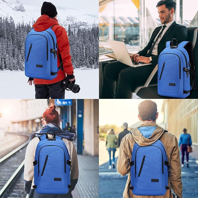 WENIG Durable Laptop Backpack Water Resistant Anti-Theft Bag with USB Charging Port and Lock, Slim Computer Business Backpacks for Women Men Fit 15.6 Inch Laptops