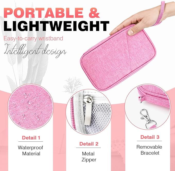 Passport Holder Family RFID Travel Document Organizer for Women Waterproof Passport Wallet Men Portable Case for Cards, Boarding Pass, ID, Money, Tickets with Zipper