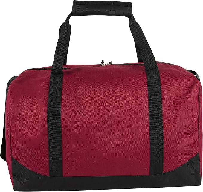 30 Liter, 17 Inch Canvas Duffle Bags for Men and Women – Travel Weekender Overnight Carry-On Shoulder Duffel Tote Bags (Red)