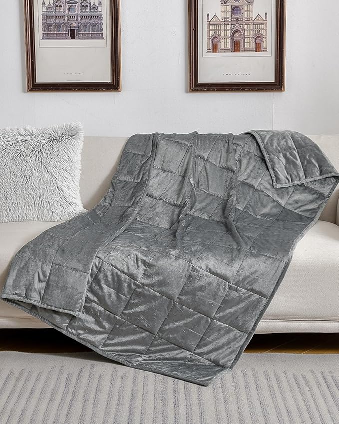 Topblan Weighted Blanket Queen Size 15lbs, Adult Weighted Blankets with Soft Warm Fabric for Sleeping and Calming, Adult Heavy Blanket for Sofa Bed, Grey, 60 x 80 inches
