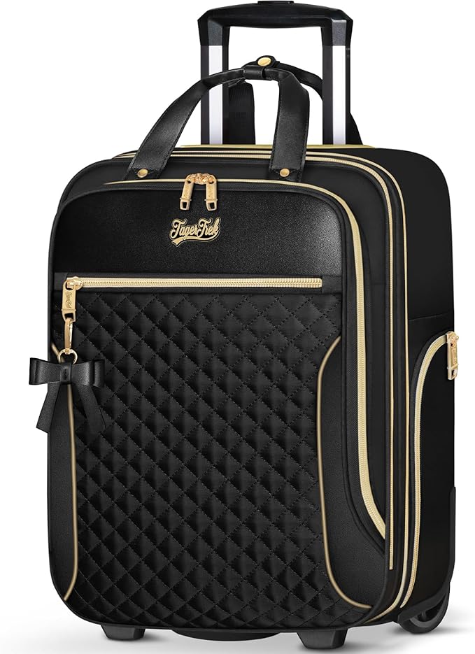 Underseat Carry On Luggage with 2 Wheels, Airline Approved Personal Item Suitcase with Multiple Compartments, Lightweight Softside Under Seat Carry-on Suitcases for Women Travel Business, Black