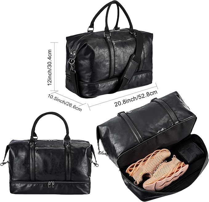 Weekender Overnight Bag Carry On Bag Travel Bag with Shoe Pouch