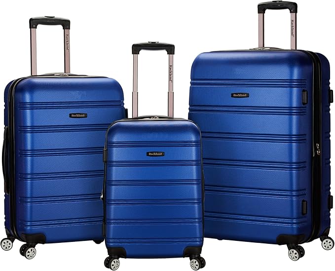 Rockland Melbourne Hardside Expandable Spinner Wheel Luggage, Blue, 3-Piece Set (20/24/28)