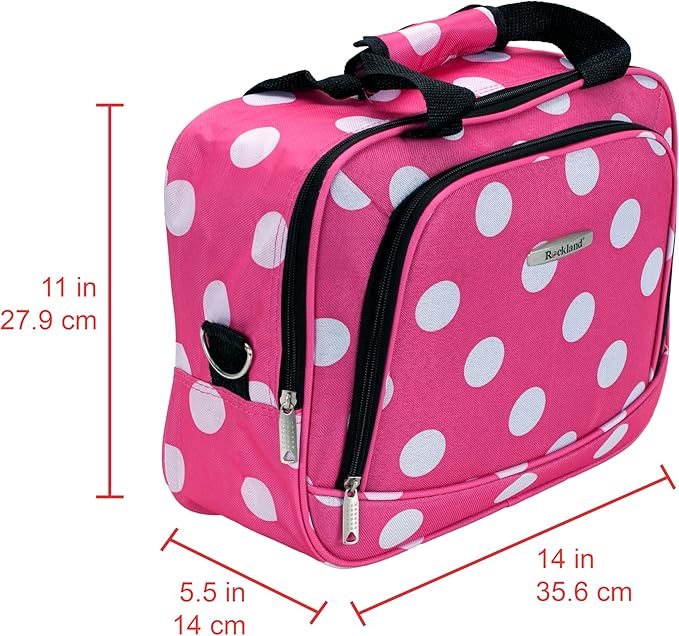 Rockland Fashion Softside Upright Luggage Set, Expandable, Pink Dots, 2-Piece (14/19)