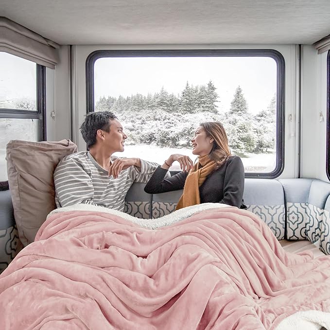 Utopia Bedding Sherpa Blanket Twin Size (Pink, 60x80 Inches) - Soft Lightweight Plush Fleece Reversible Winter Blanket for Bed, Sofa, Couch, Camping and Travel